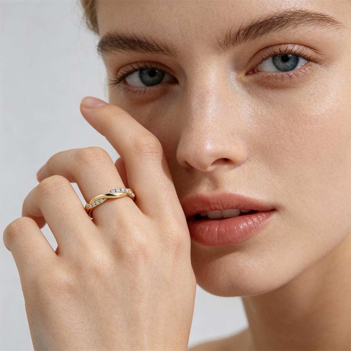 Moissanite Eternal Glow Crossover Ring