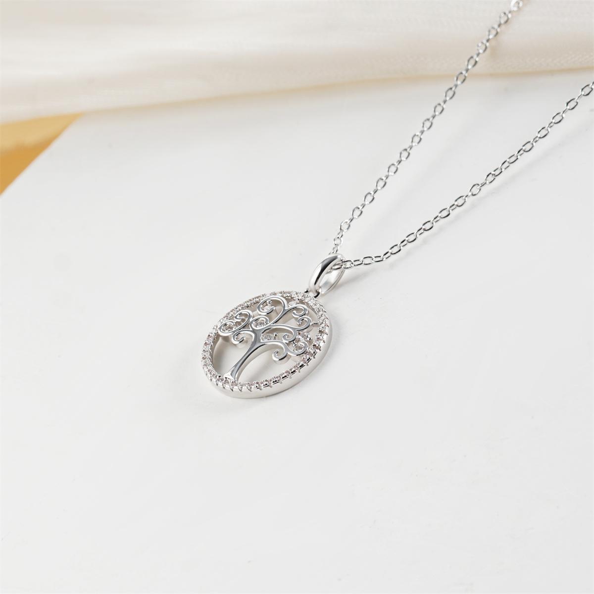 Moissanite Family Tree Hollow Halo Pendant Necklace