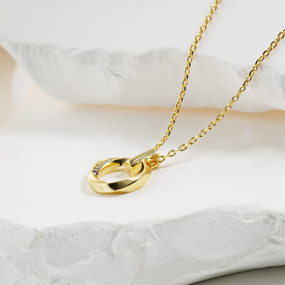 Moissanite 18K Gold-Plated Minimalist Loop Pendant Necklace
