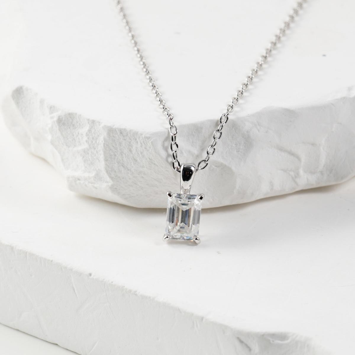 Moissanite 1ct Solitaire Step Cut Jewelry Set Earrings Ring Necklace Bracelet Set