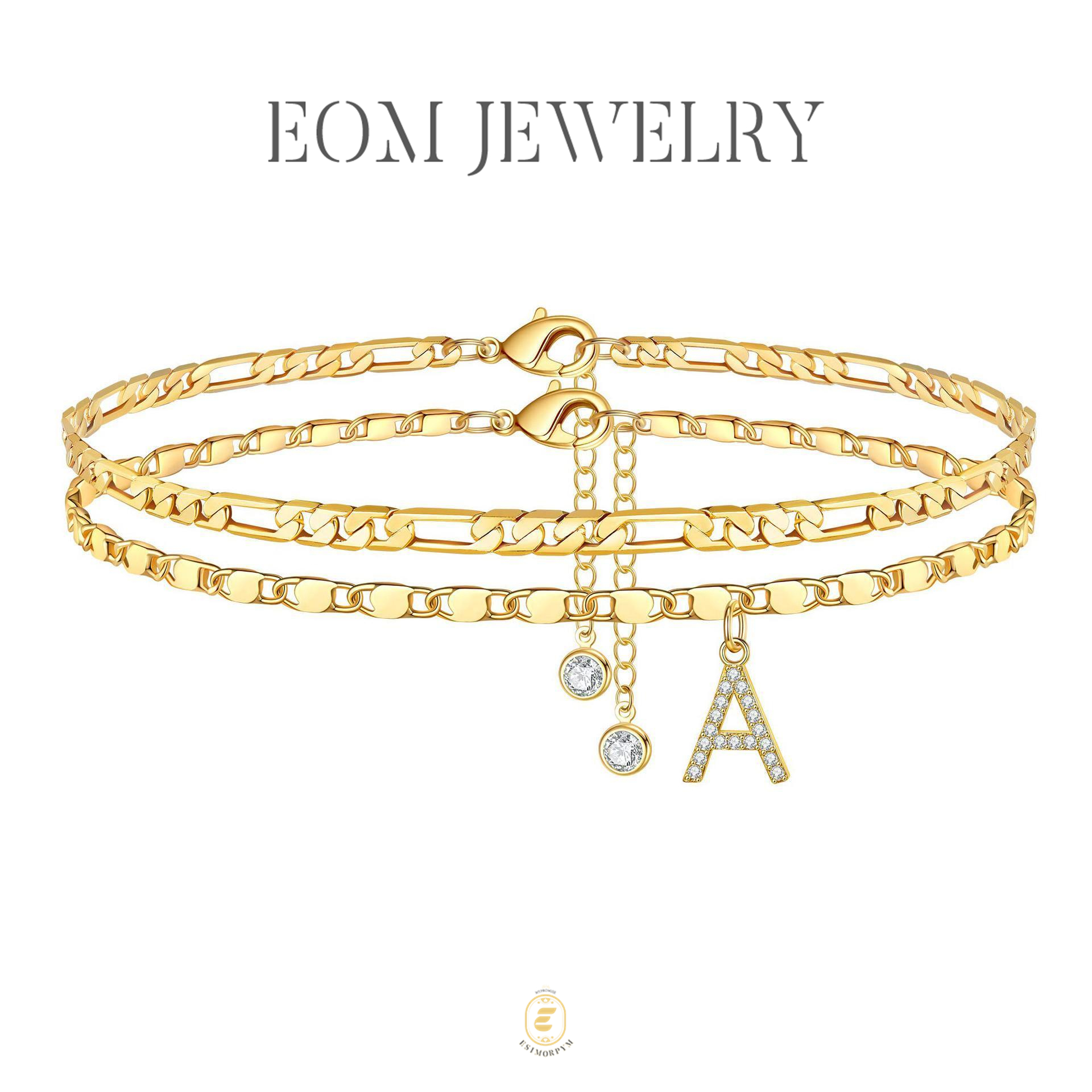 Layered Letter Anklets