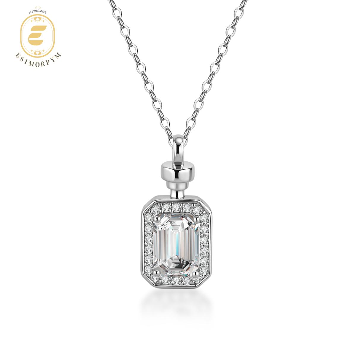 Moissanite 1ct Vintage Perfume Bottle Pendant Necklace