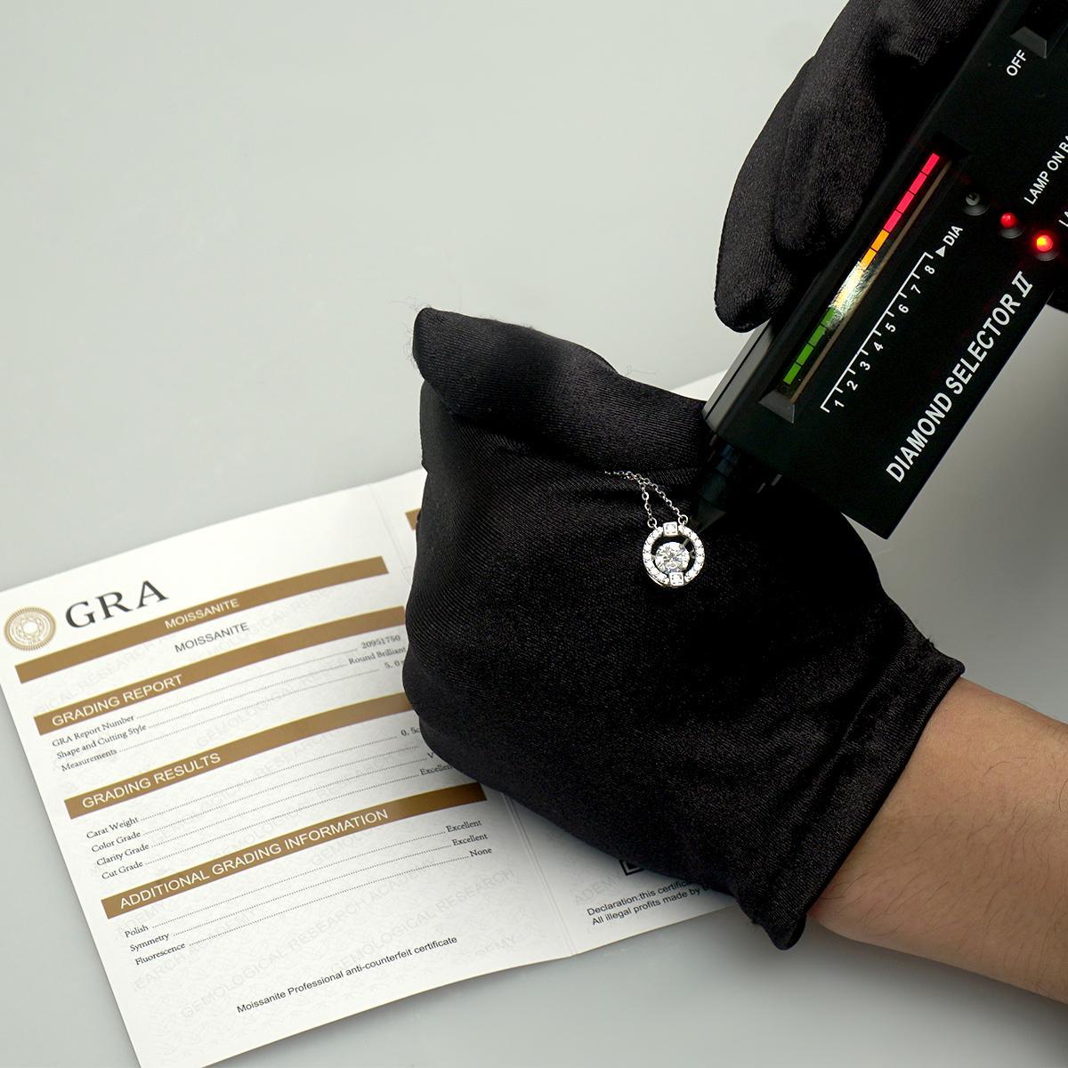 Moissanite 1ct Flickering Halo Pendant Necklace