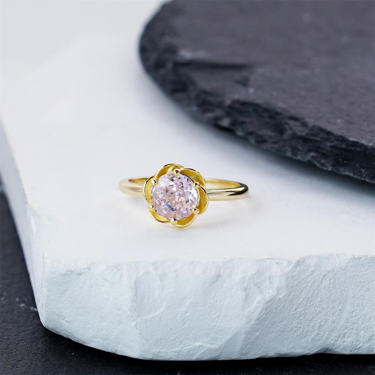 Rosy Dream Floral Solitaire Ring