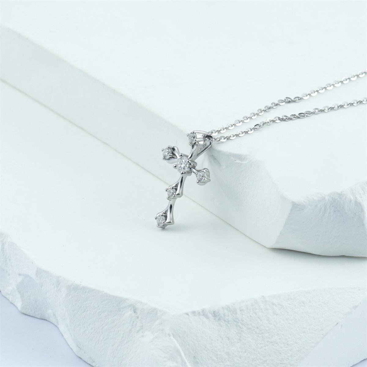 Moissanite Cross Pendent Necklace