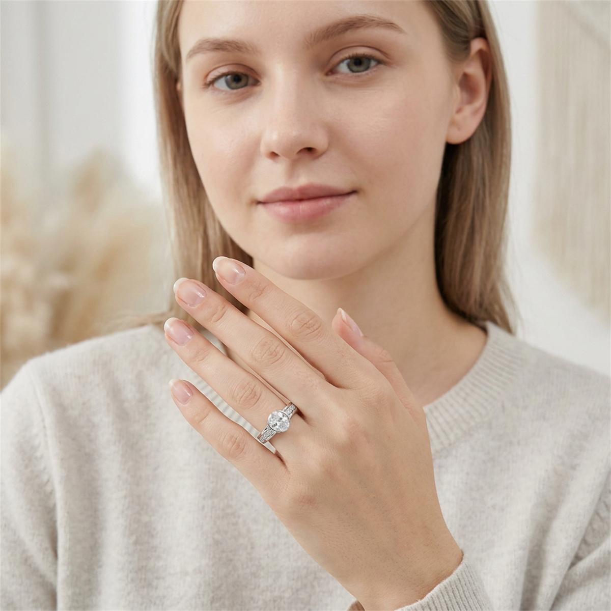 Moissanite 1.8ct Fortune Glow Oval Ring