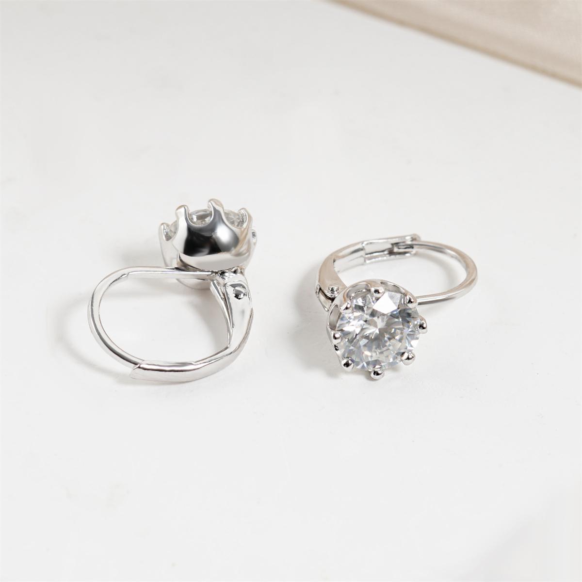 Moissanite 1ct 18K Gold-Plated Crown Solitaire Earrings