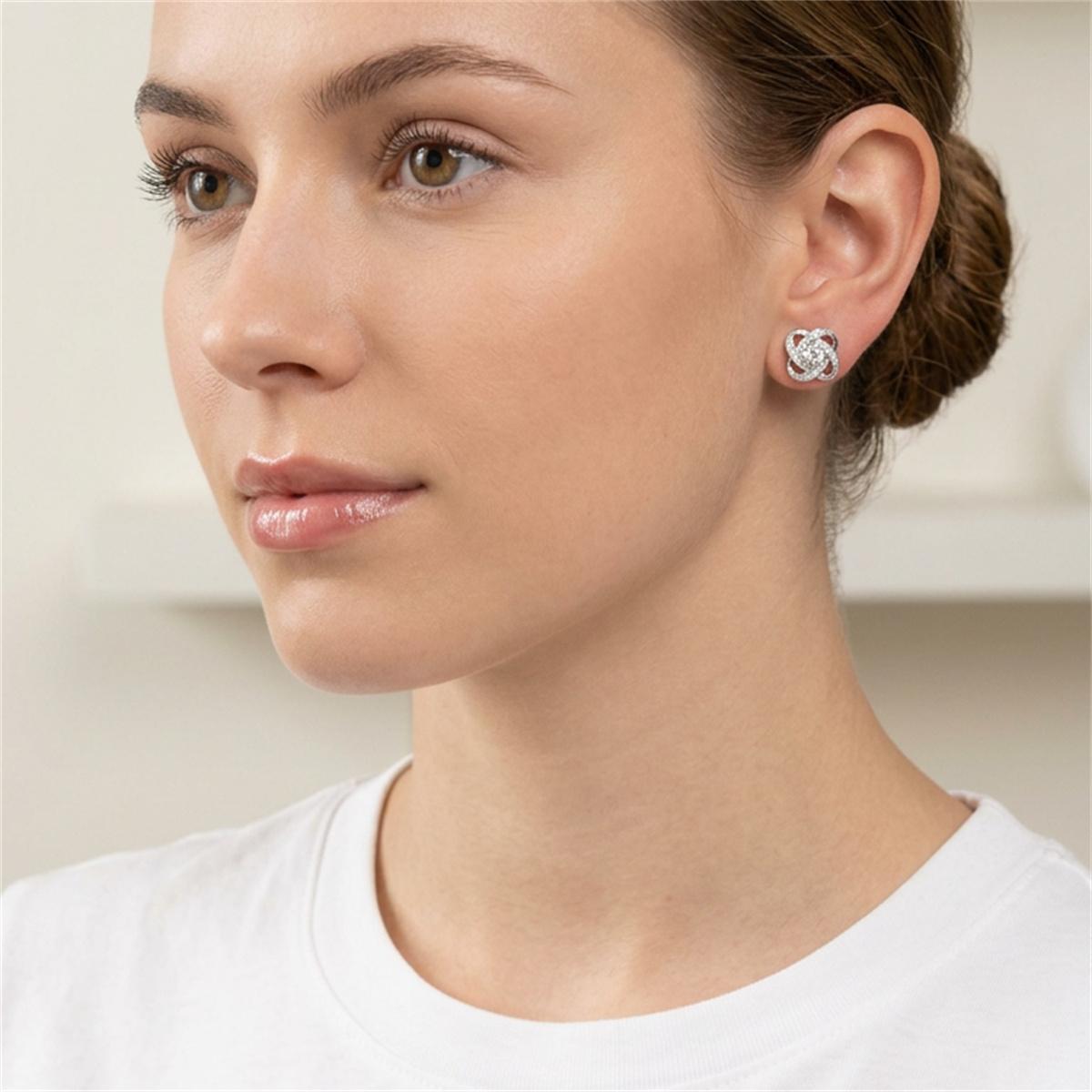 Moissanite Love Knot Stud Earrings