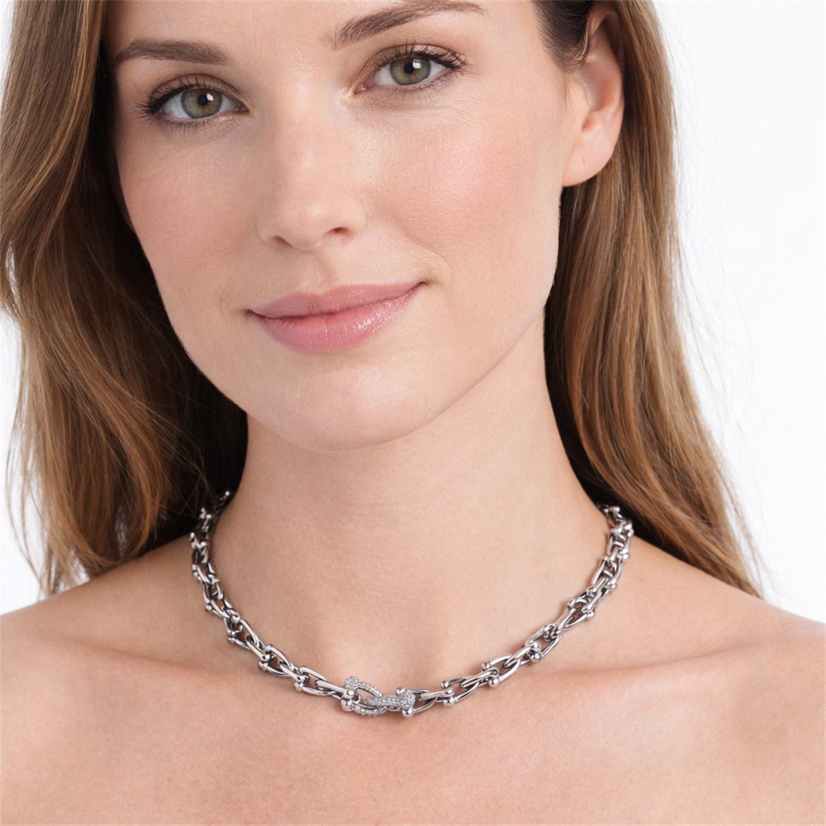 Interlocking Heart U-Link Chain Necklace