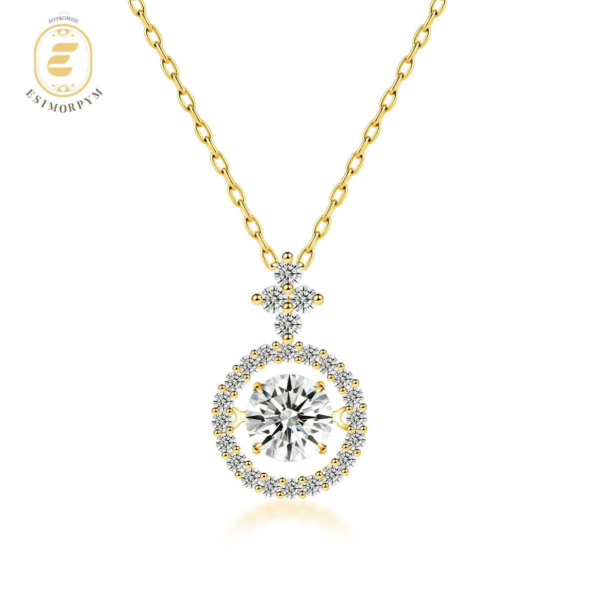 Moissanite 1ct Heartbeat of Light Halo Pendant Necklace