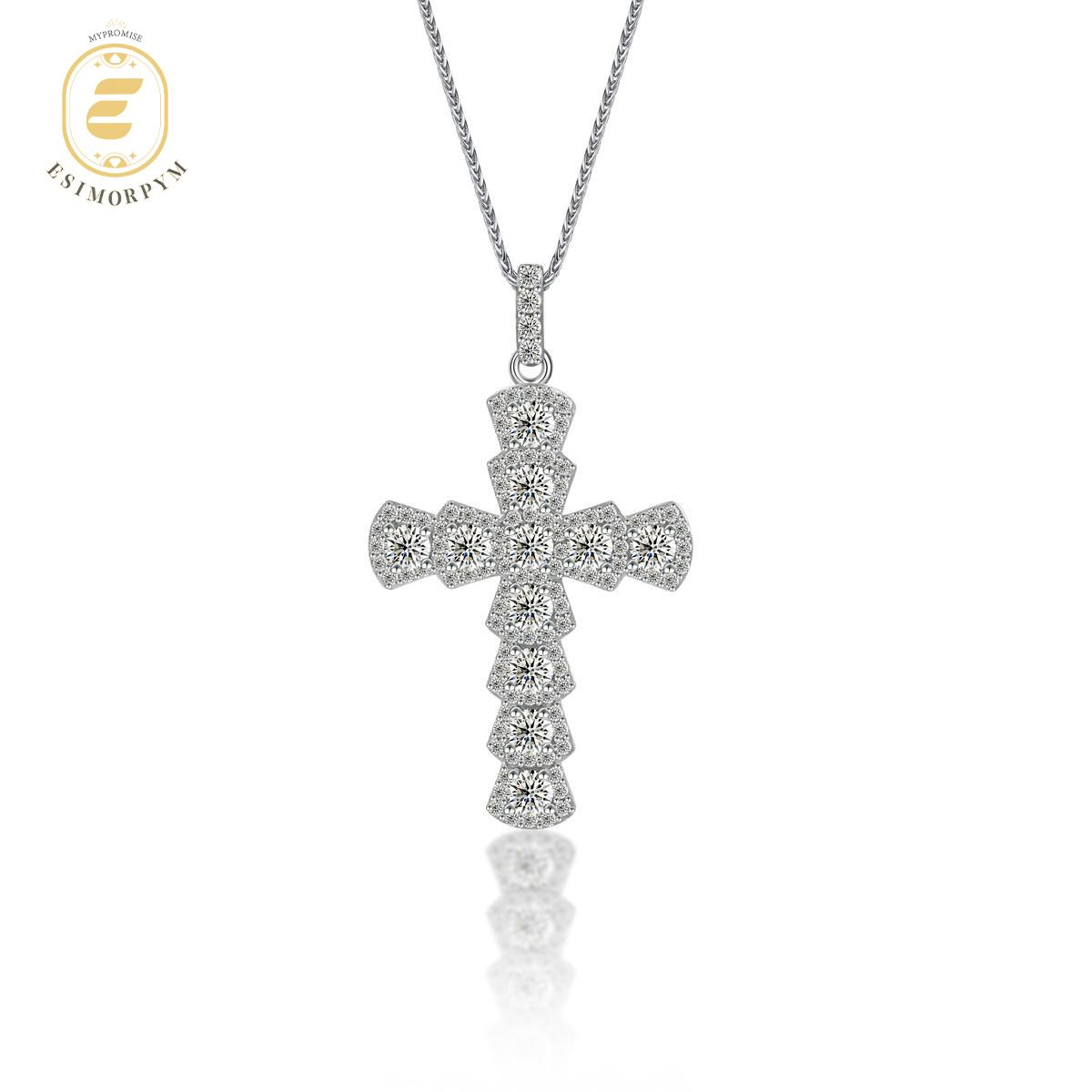 Moissanite Cross Pendent Necklace