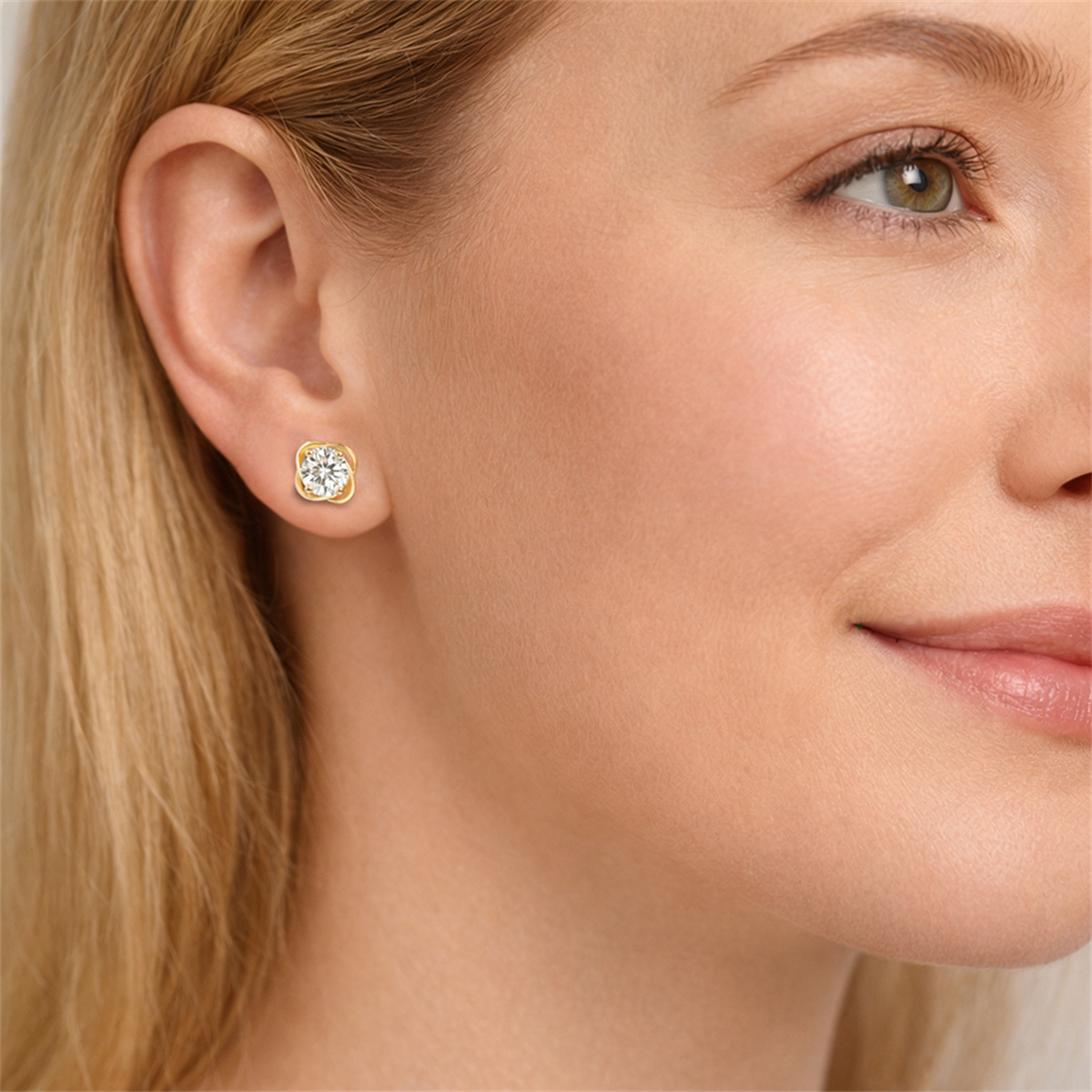 Moissanite 2ct Petal Whisper Floral Stud Earrings