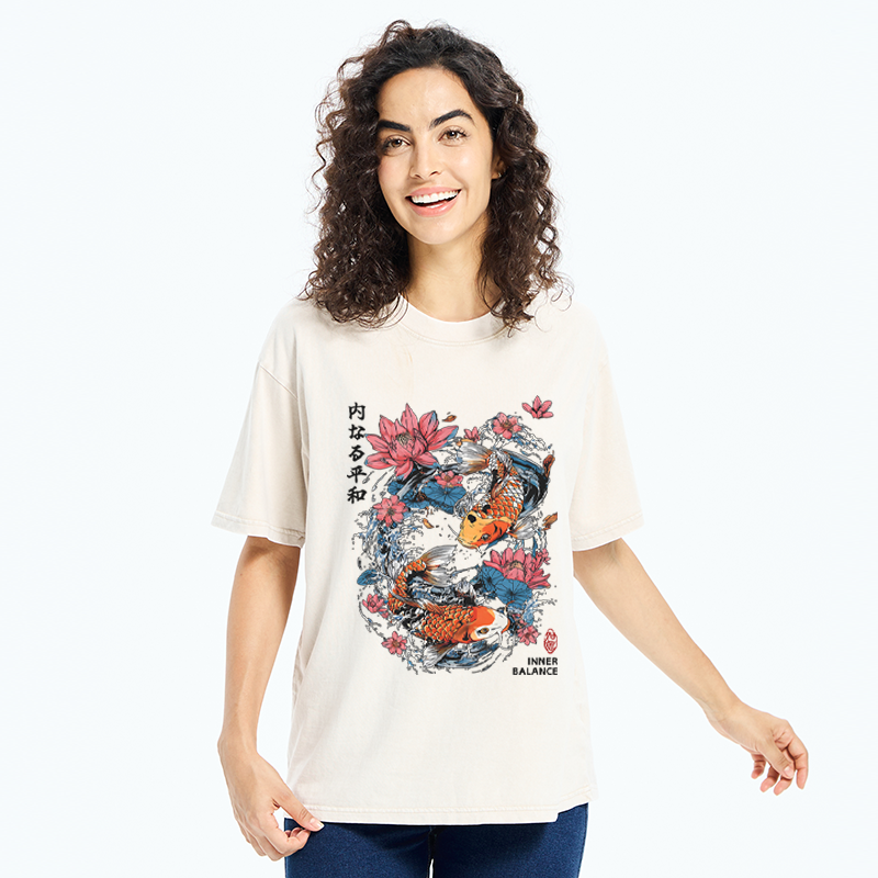 Tokyo-Tiger Koi Serenity Washed T-Shirt
