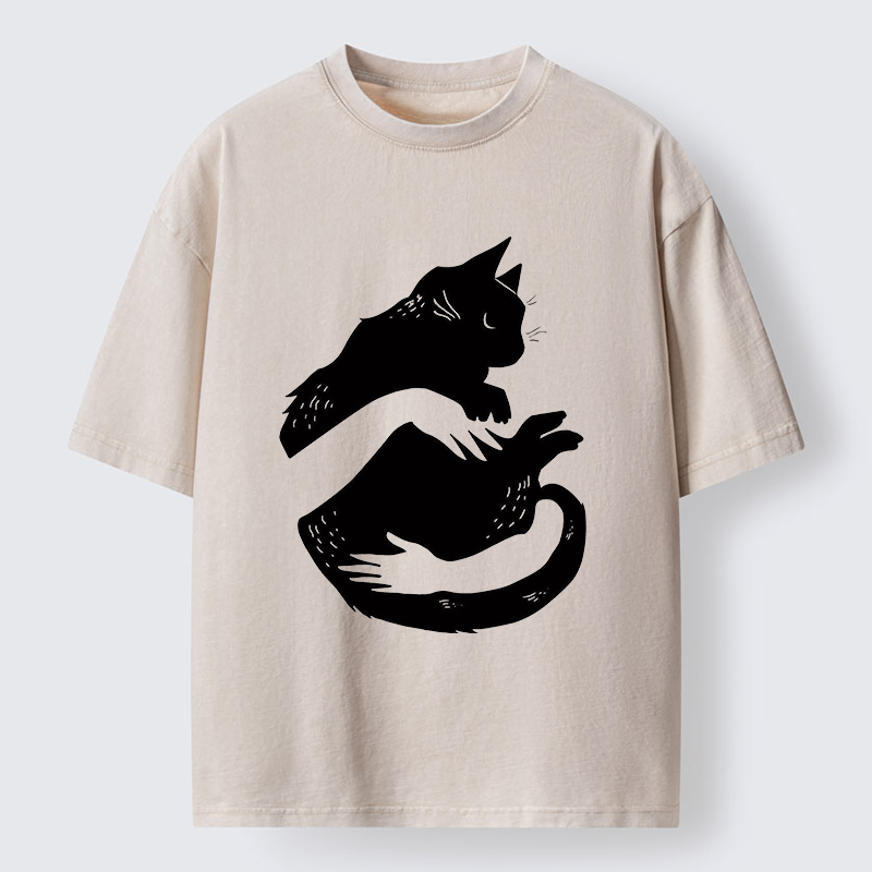 Tokyo-Tiger Holding A Black Cat Washed T-Shirt