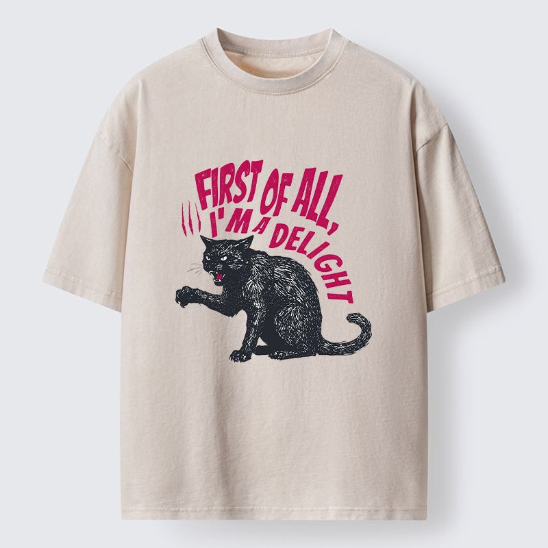  Fierce Black Cat Washed T-Shirt
