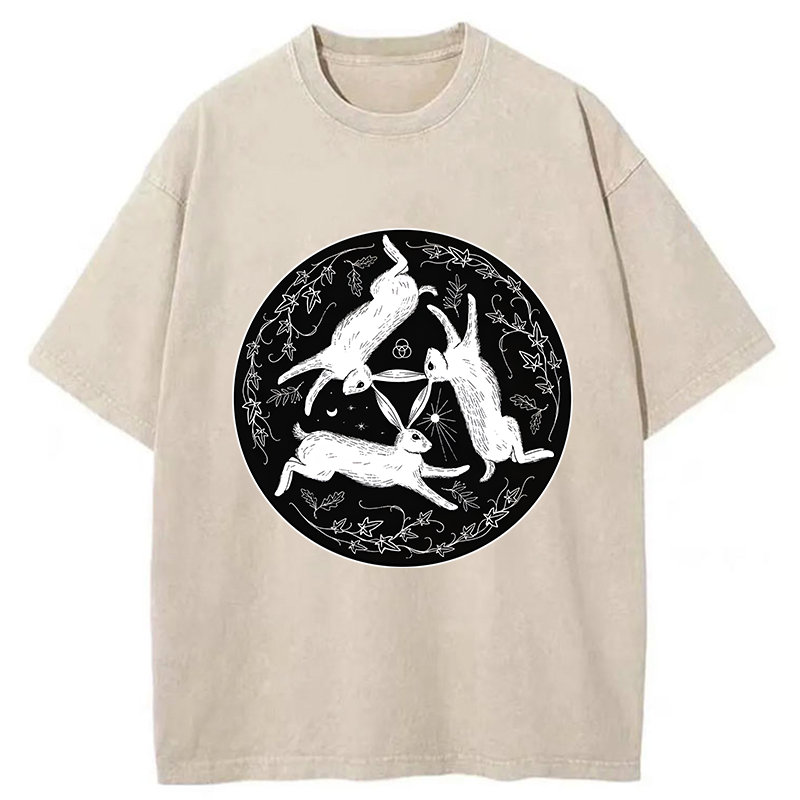 Three Hares Triple Rabbits Washed T-Shirt