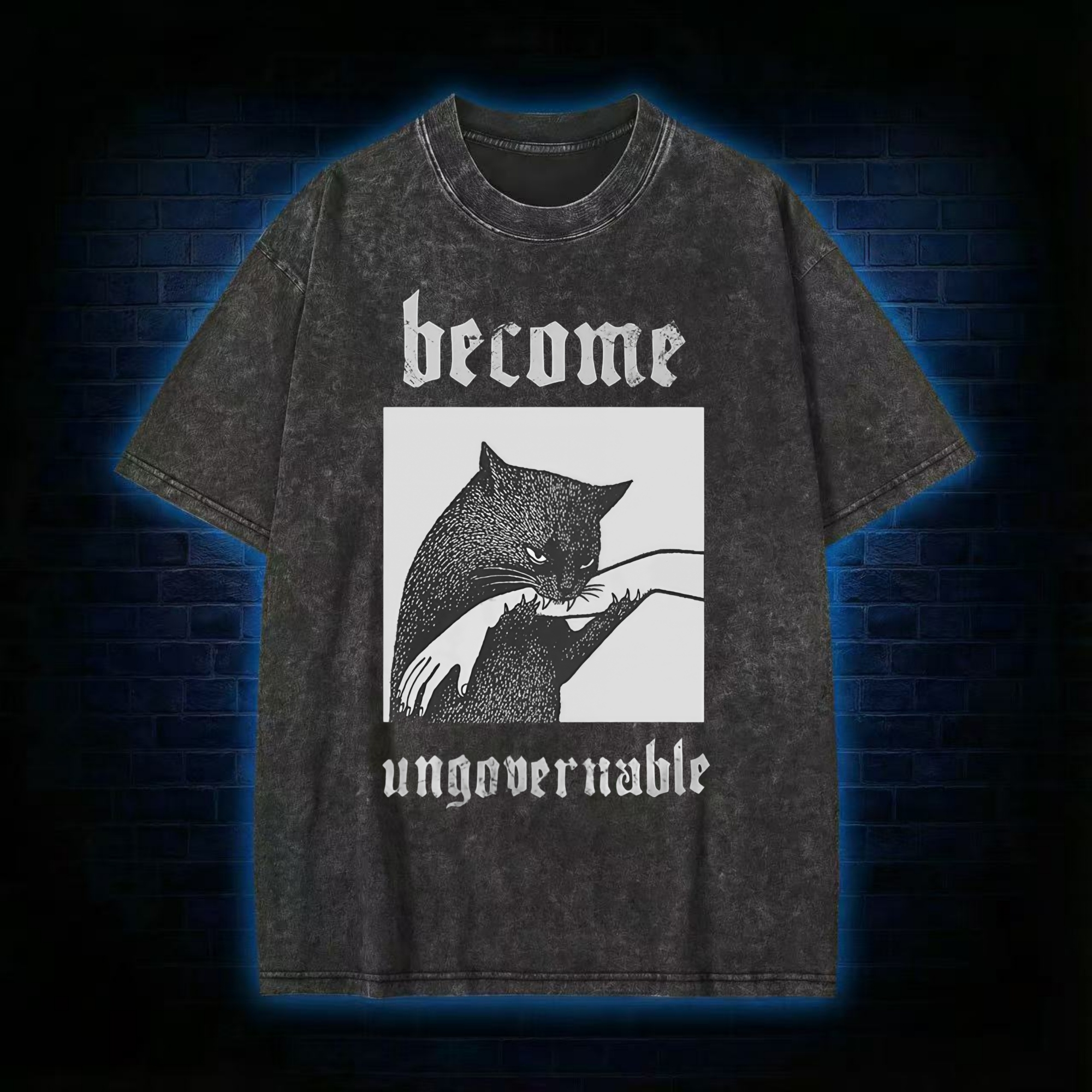 Become Ungovernable Funny Cat Washed T-shirt