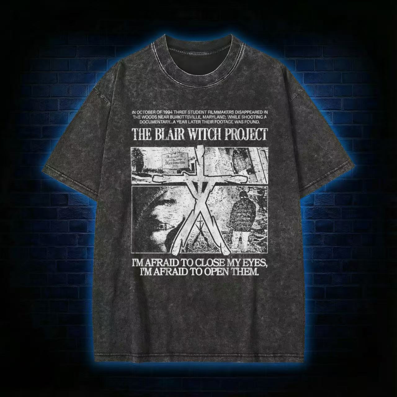 I'm Afrid to Close My Eyes Retro Washed T-shirt