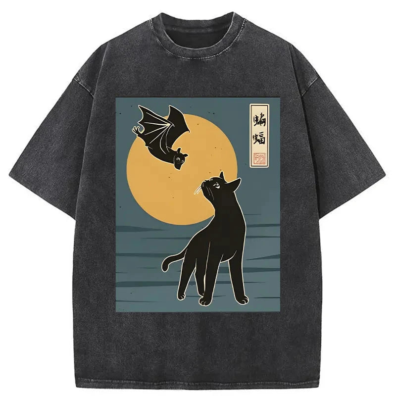 The Cat With Batty Washed T-Shirt
