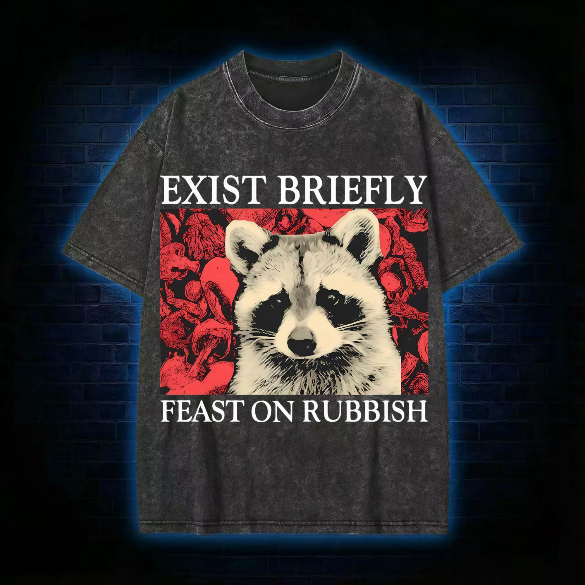 Exist Briefly Feast On Rubbish Washed T-shirt