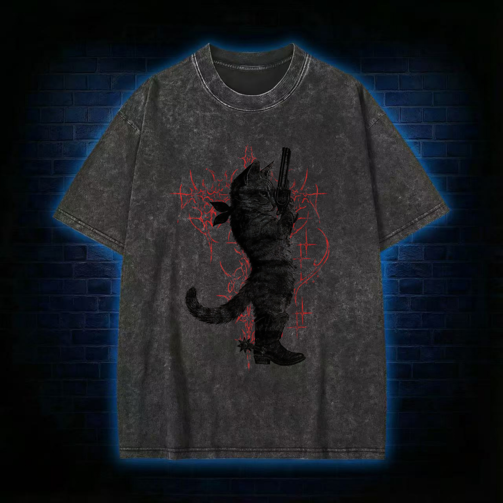 Cowboy Cat Washed T-shirt