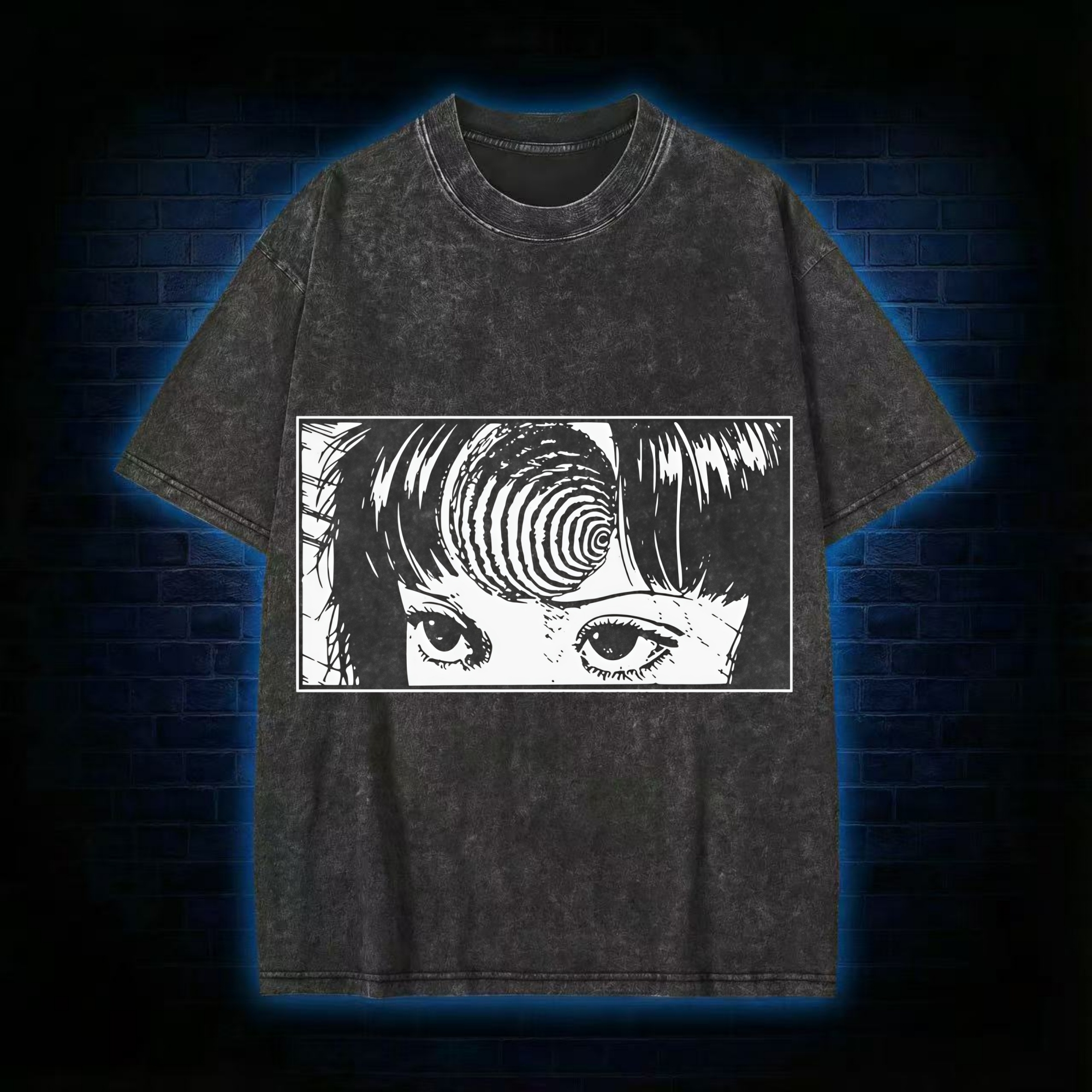 Creepy Girl Eyes, Spiral Horror Manga Washed T-shirt