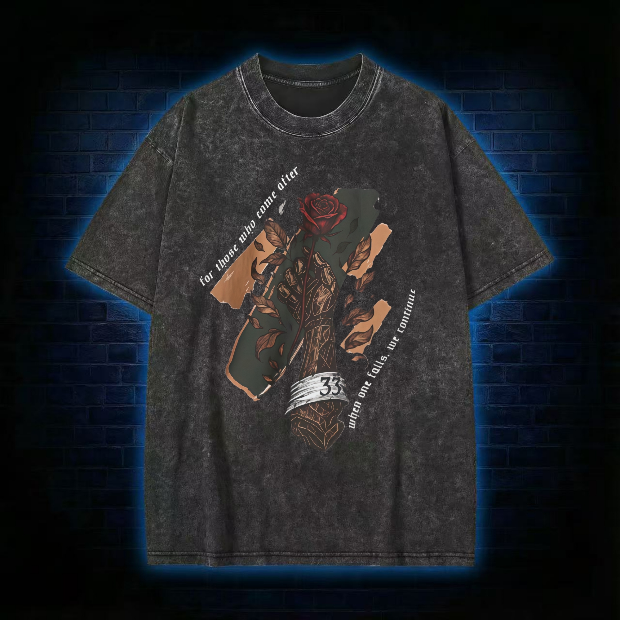 When One Falls. We Continue Washed T-shirt