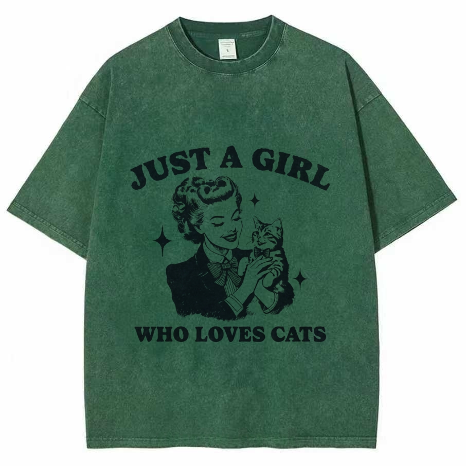 Just a Girl Who Loves Cats Washed T-shirt