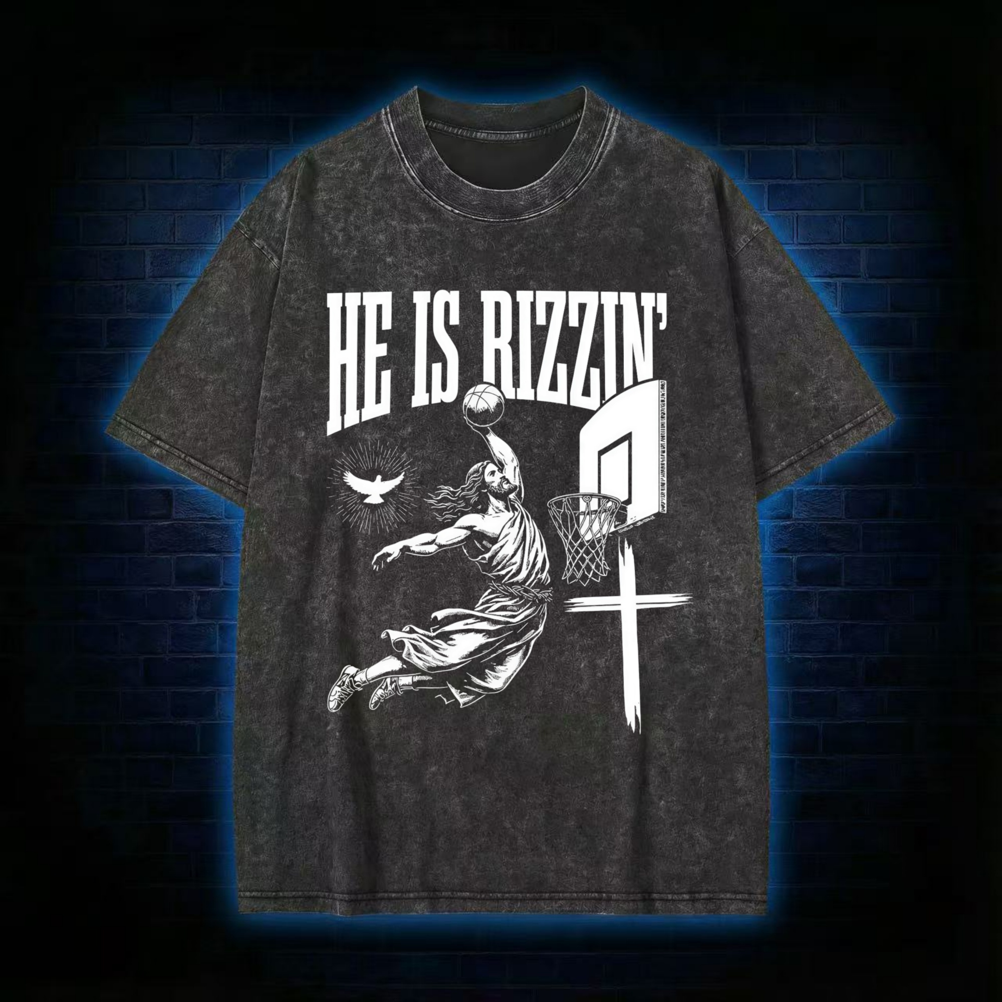 He Is Rizzin' Washed T-shirt