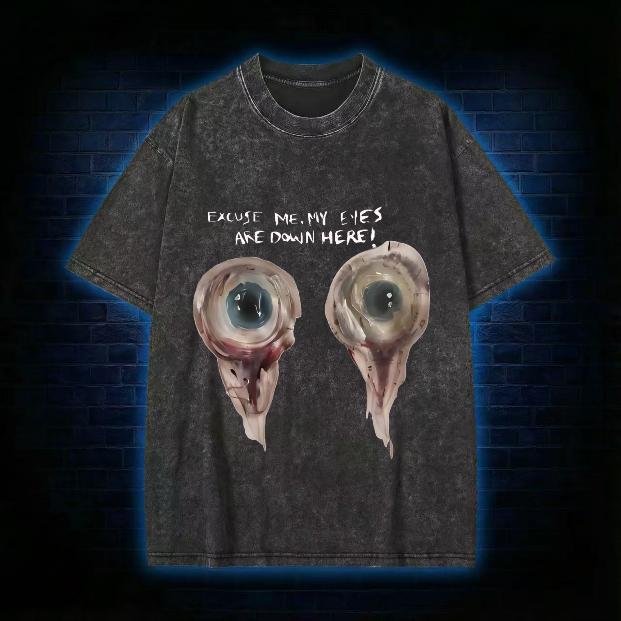 My Eyes Are Down Here Baby Washed T-shirt