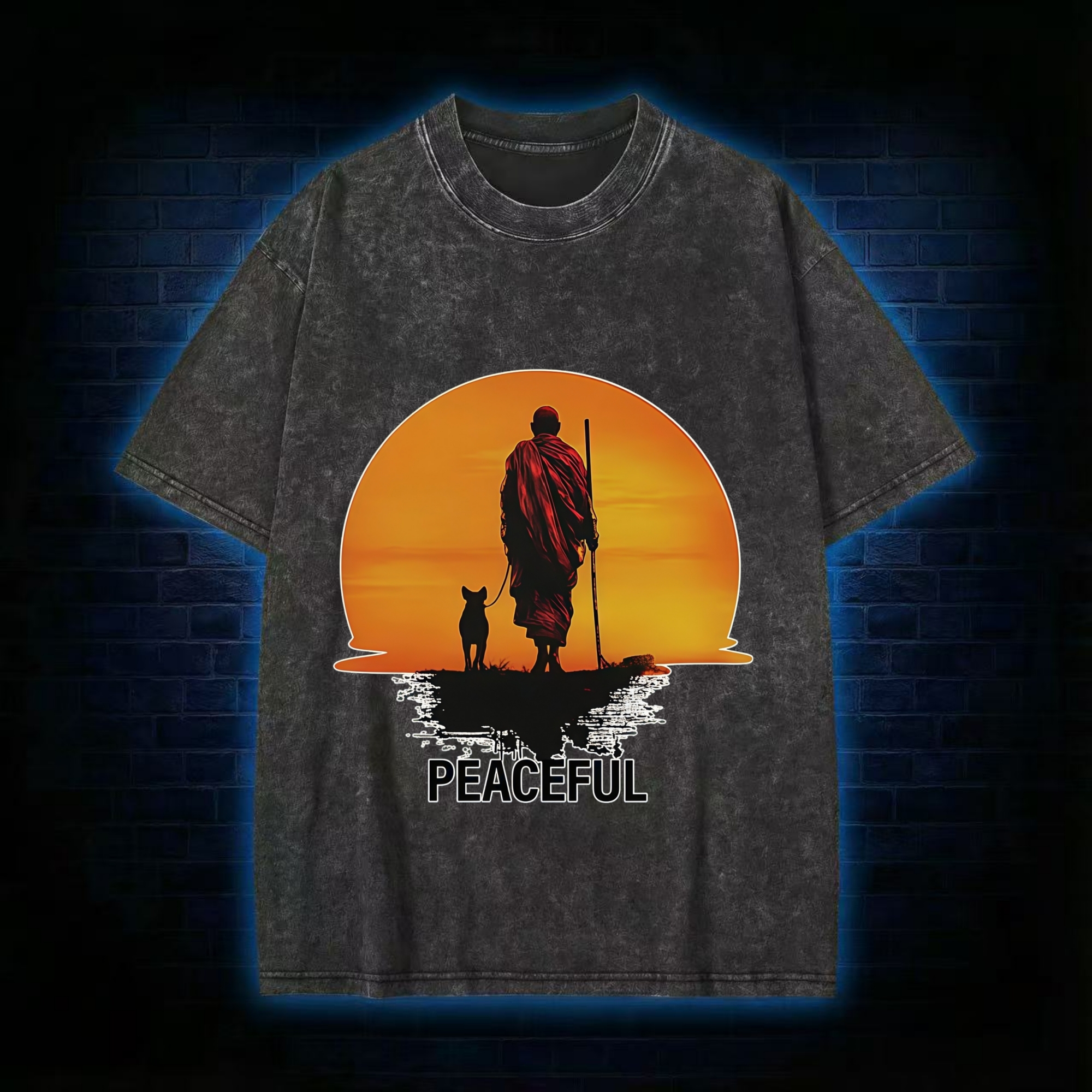 Monk Dog And Sun Washed T-Shirt