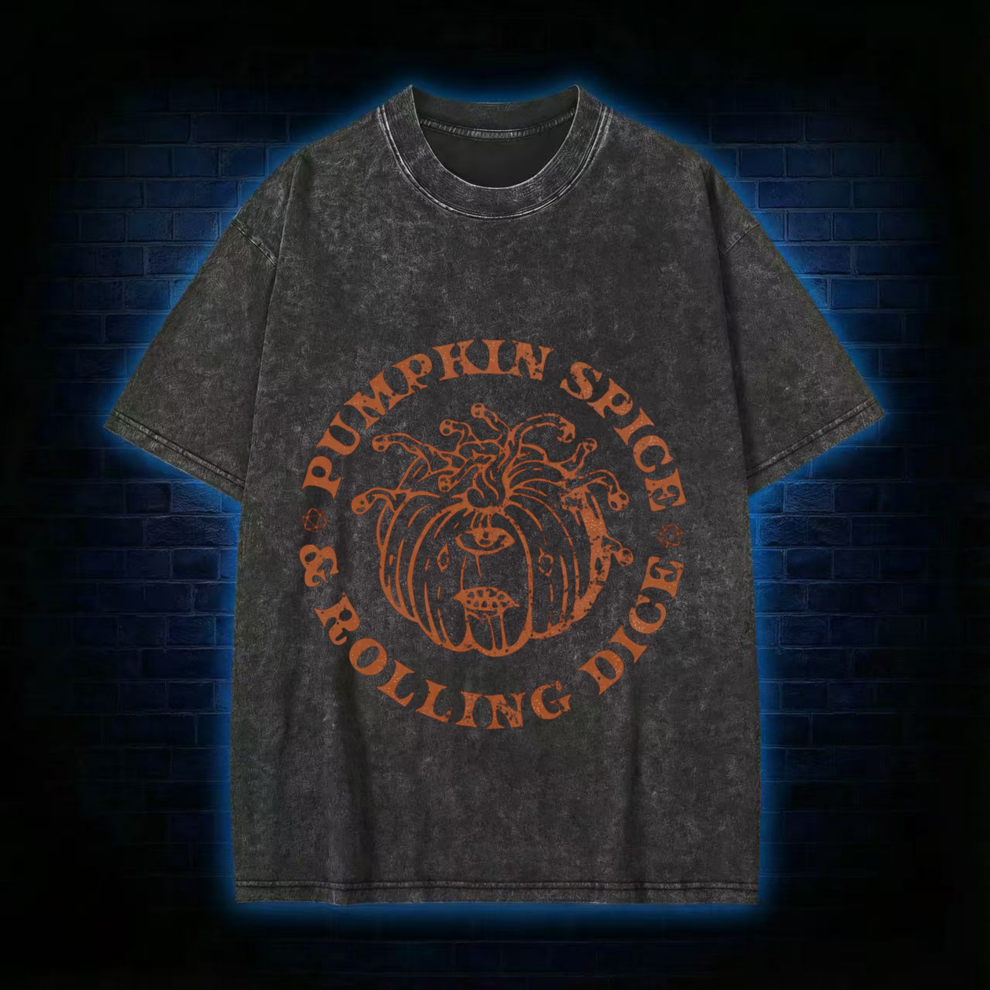 Pumpkin Spice and Rolling Dice Washed T-shirt