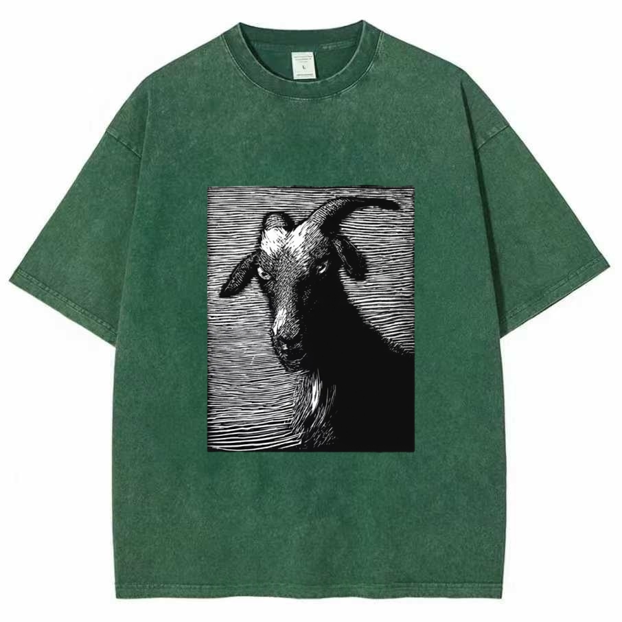 Satanic goat Washed T-shirt