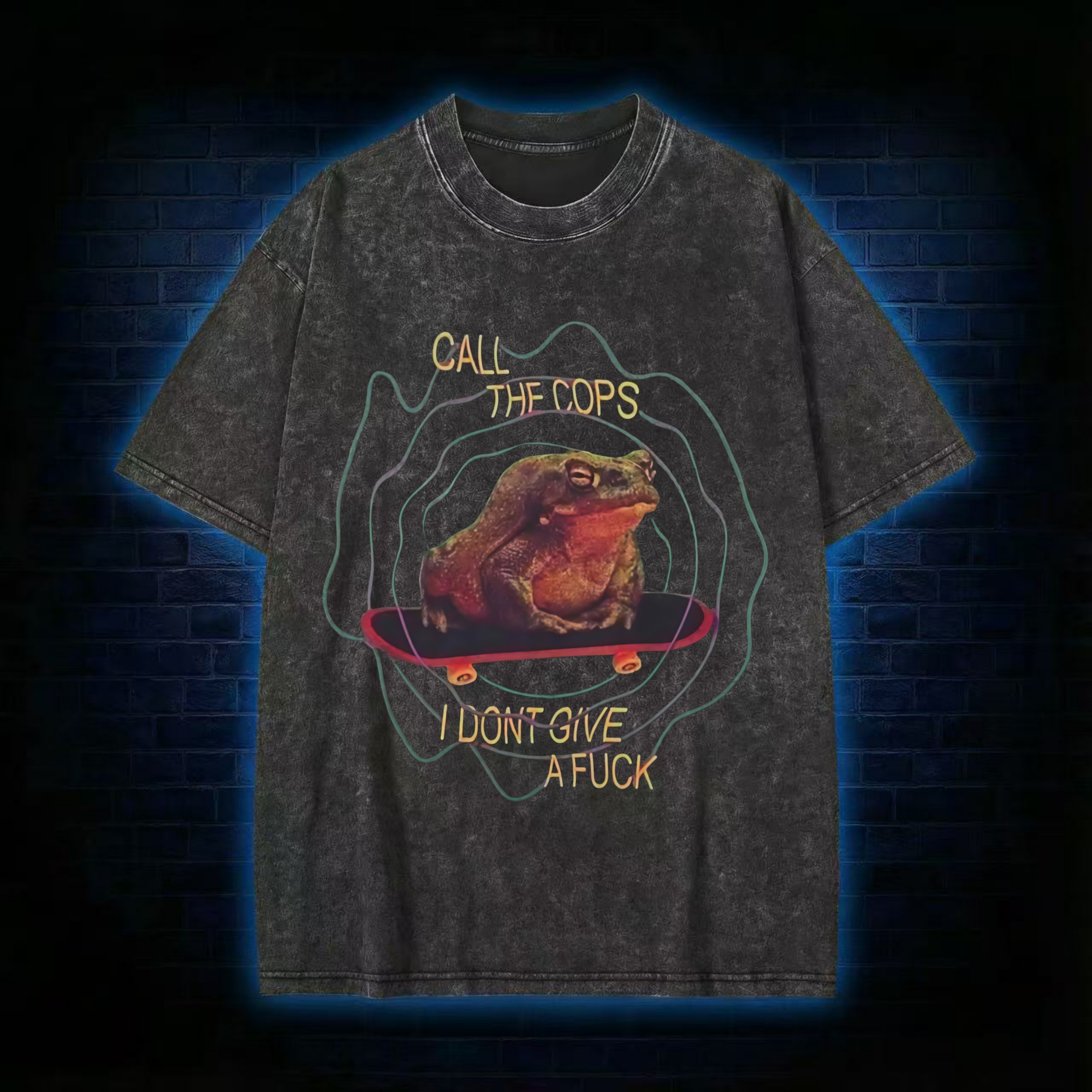 Retro Frog Meme Washed T-shirt