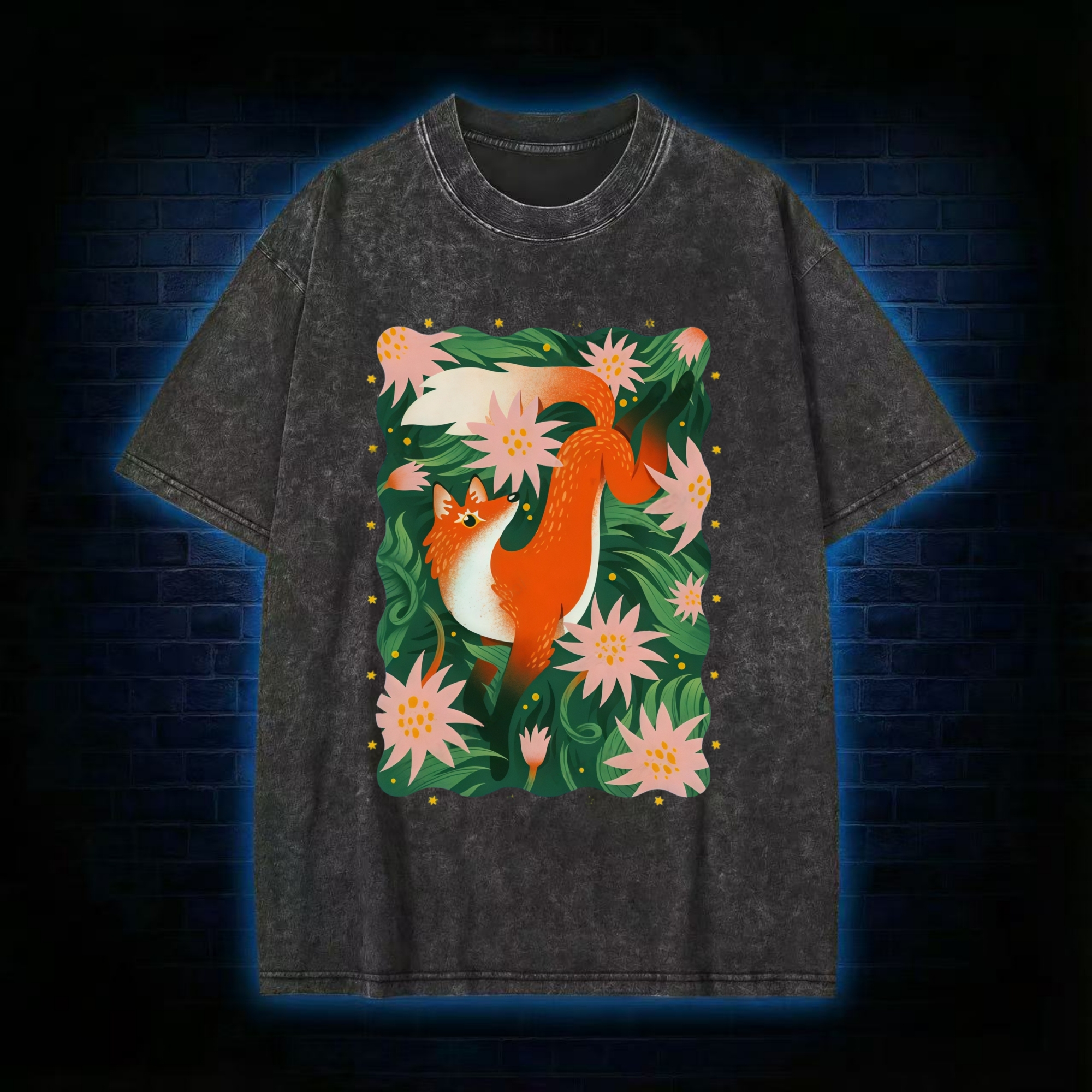 Red Fox In The Jungle Washed T-shirt