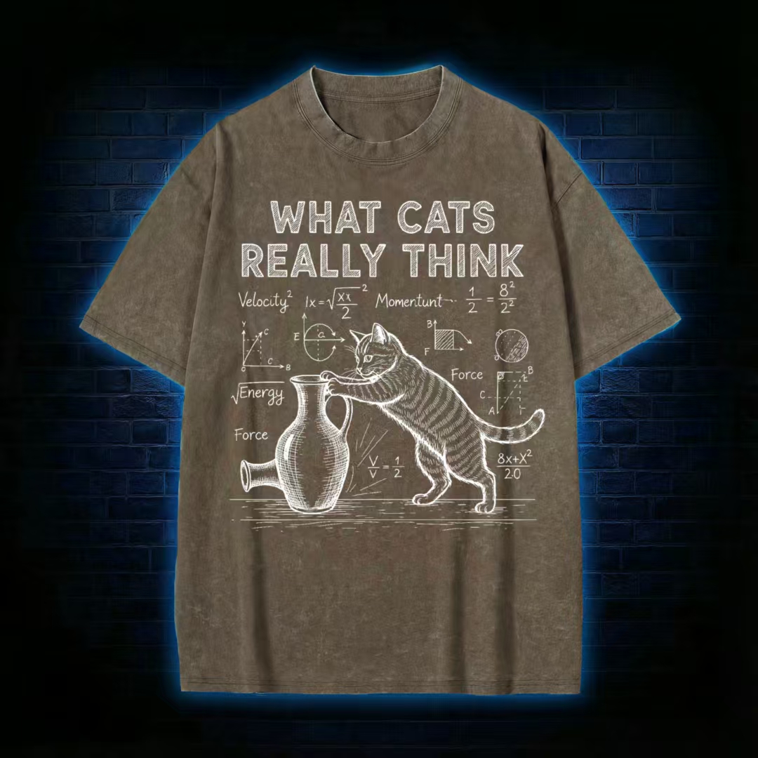 What Cat Really Think Washed T-shirt