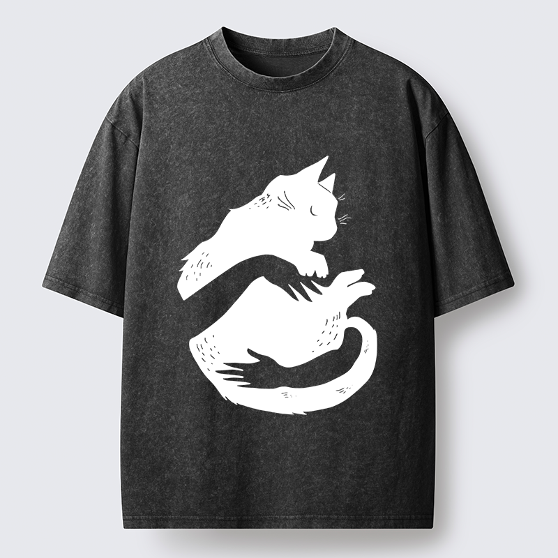 Tokyo-Tiger Holding A Black Cat Washed T-Shirt