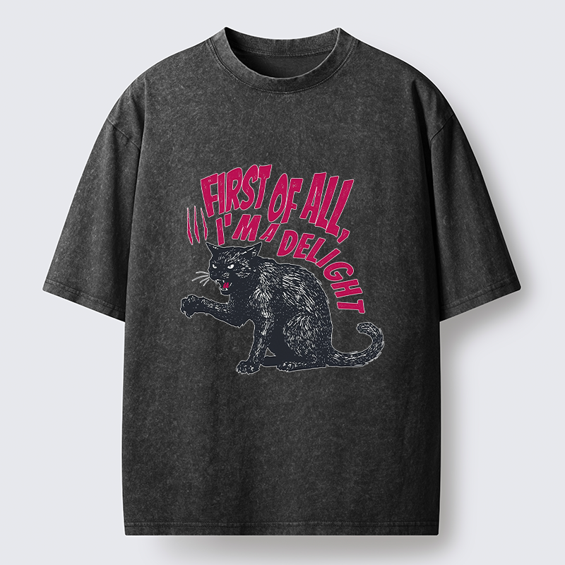  Fierce Black Cat Washed T-Shirt