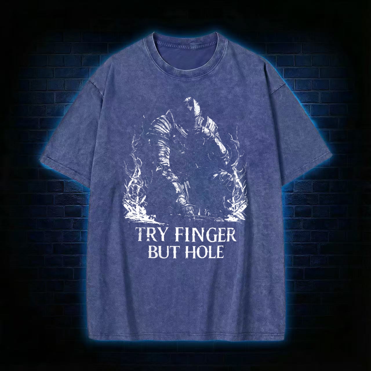Try Finger but Hole Washed T-shirt