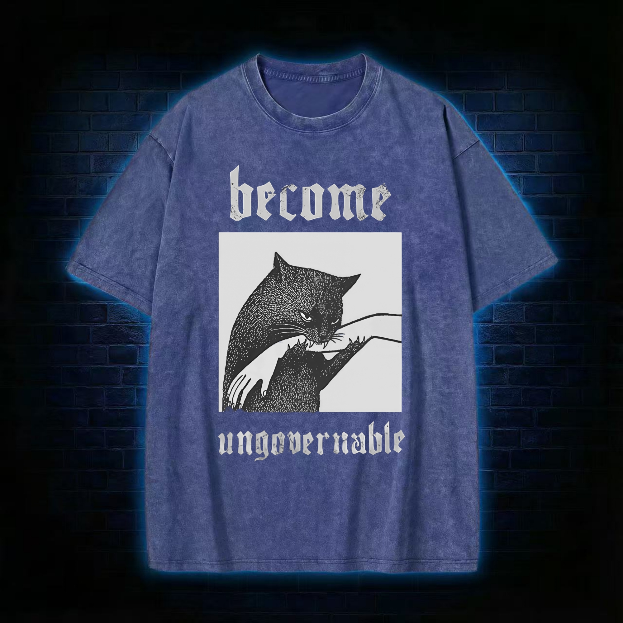 Become Ungovernable Funny Cat Washed T-shirt