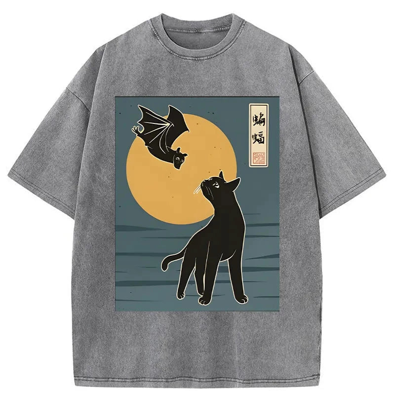 The Cat With Batty Washed T-Shirt