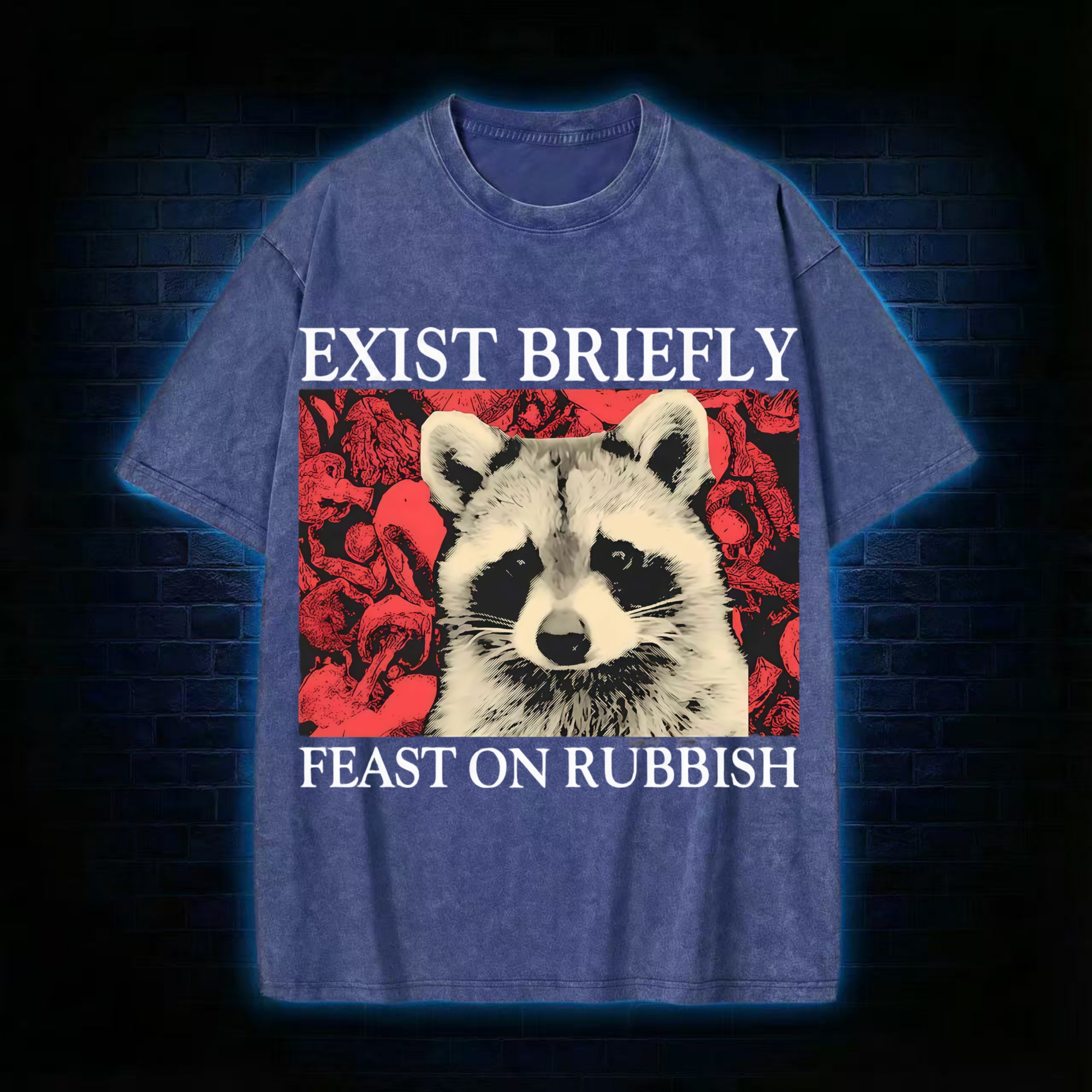 Exist Briefly Feast On Rubbish Washed T-shirt