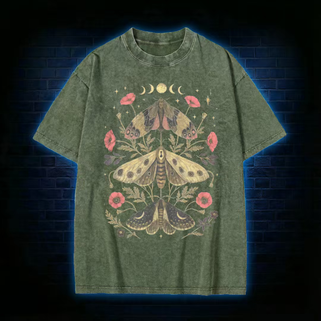 Gothic Moth Washed T-shirt