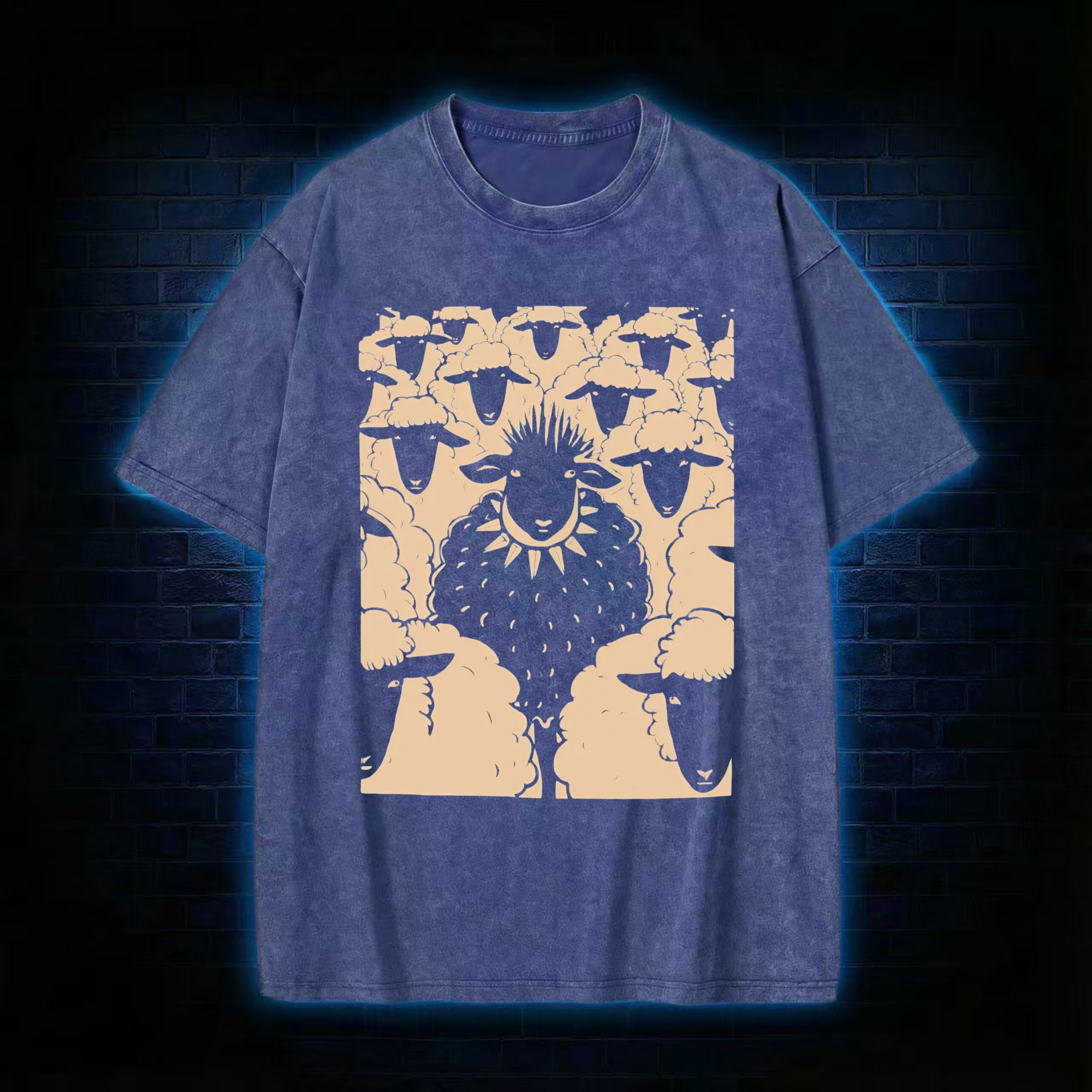 Black Sheep with Spiked Collar Washed T-shirt