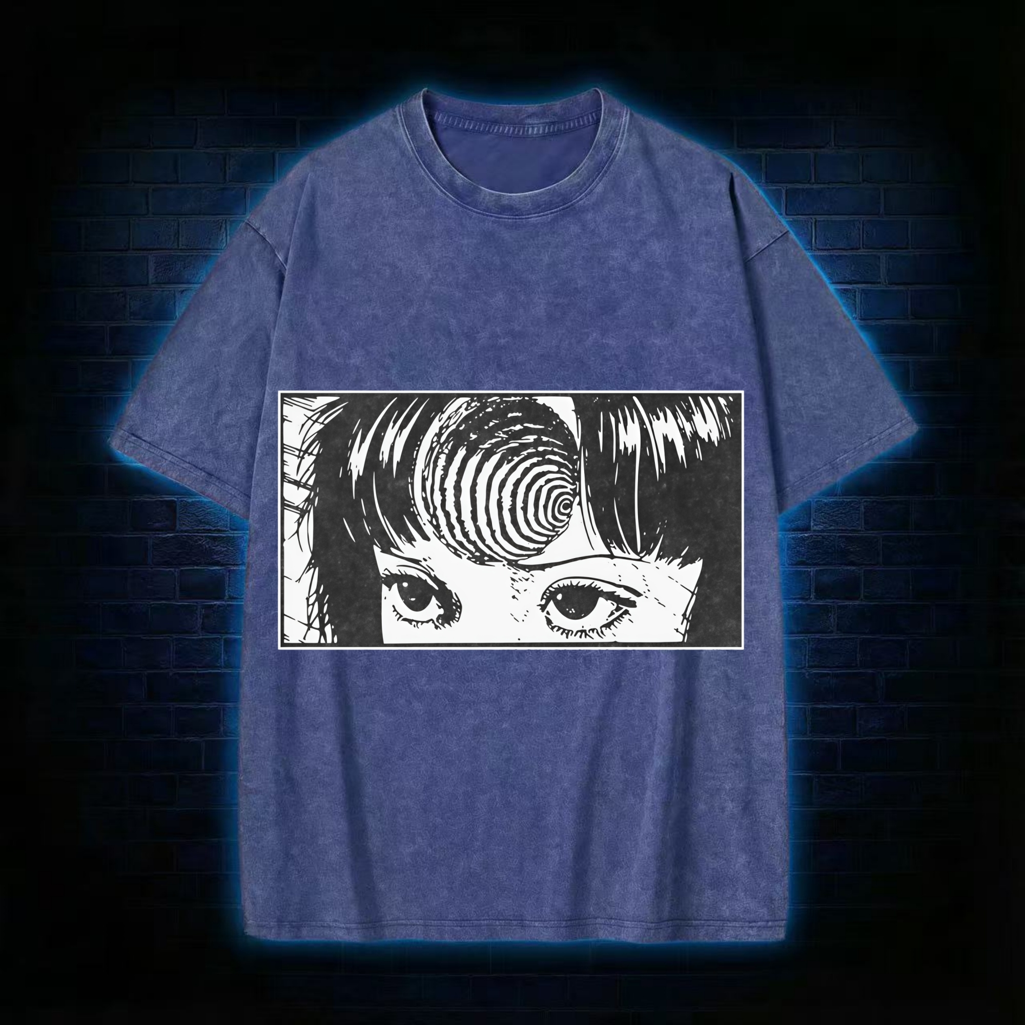 Creepy Girl Eyes, Spiral Horror Manga Washed T-shirt