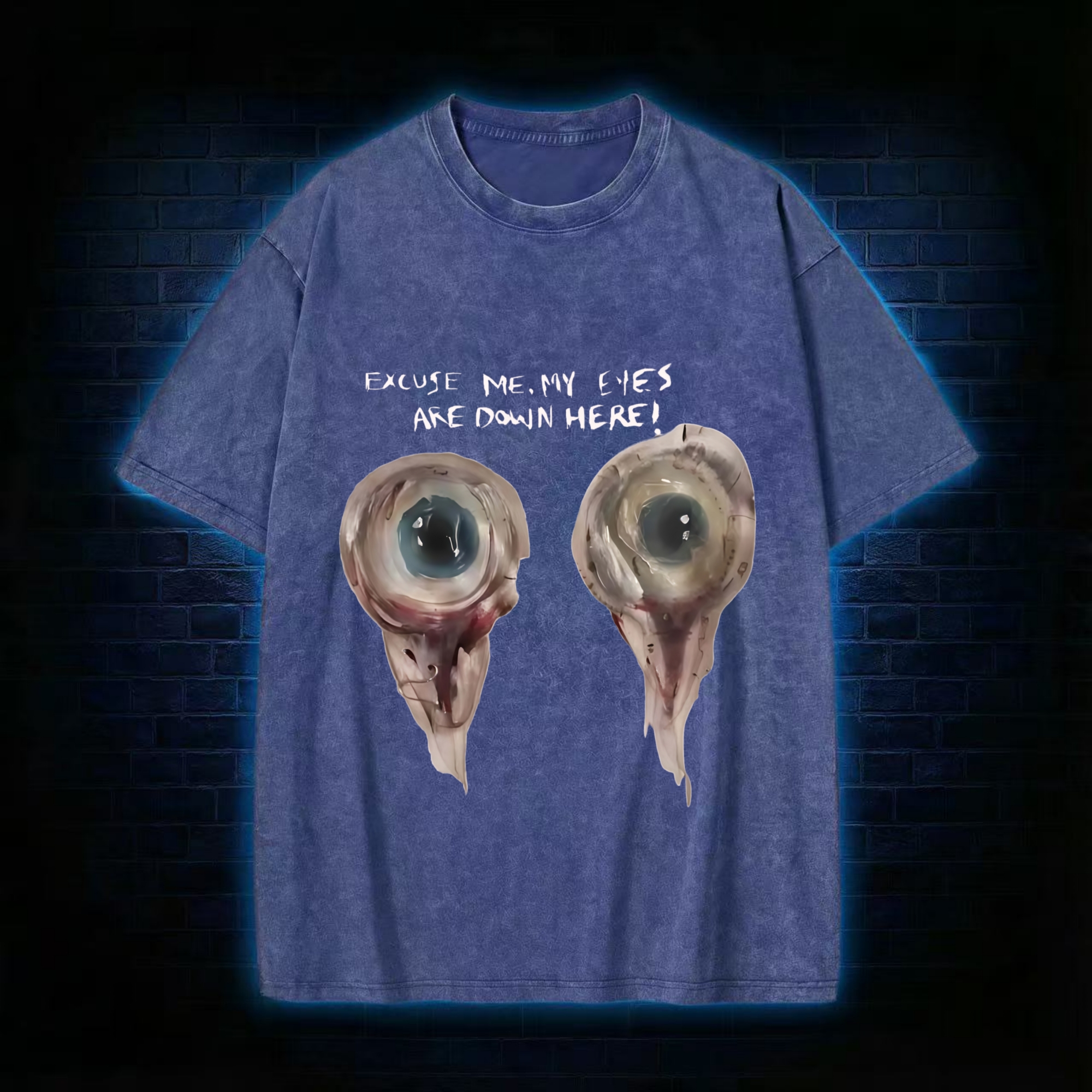 My Eyes Are Down Here Baby Washed T-shirt