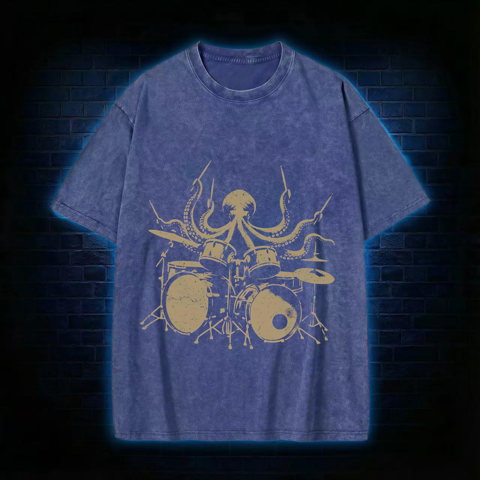 Octopus Drummer Washed T-shirt