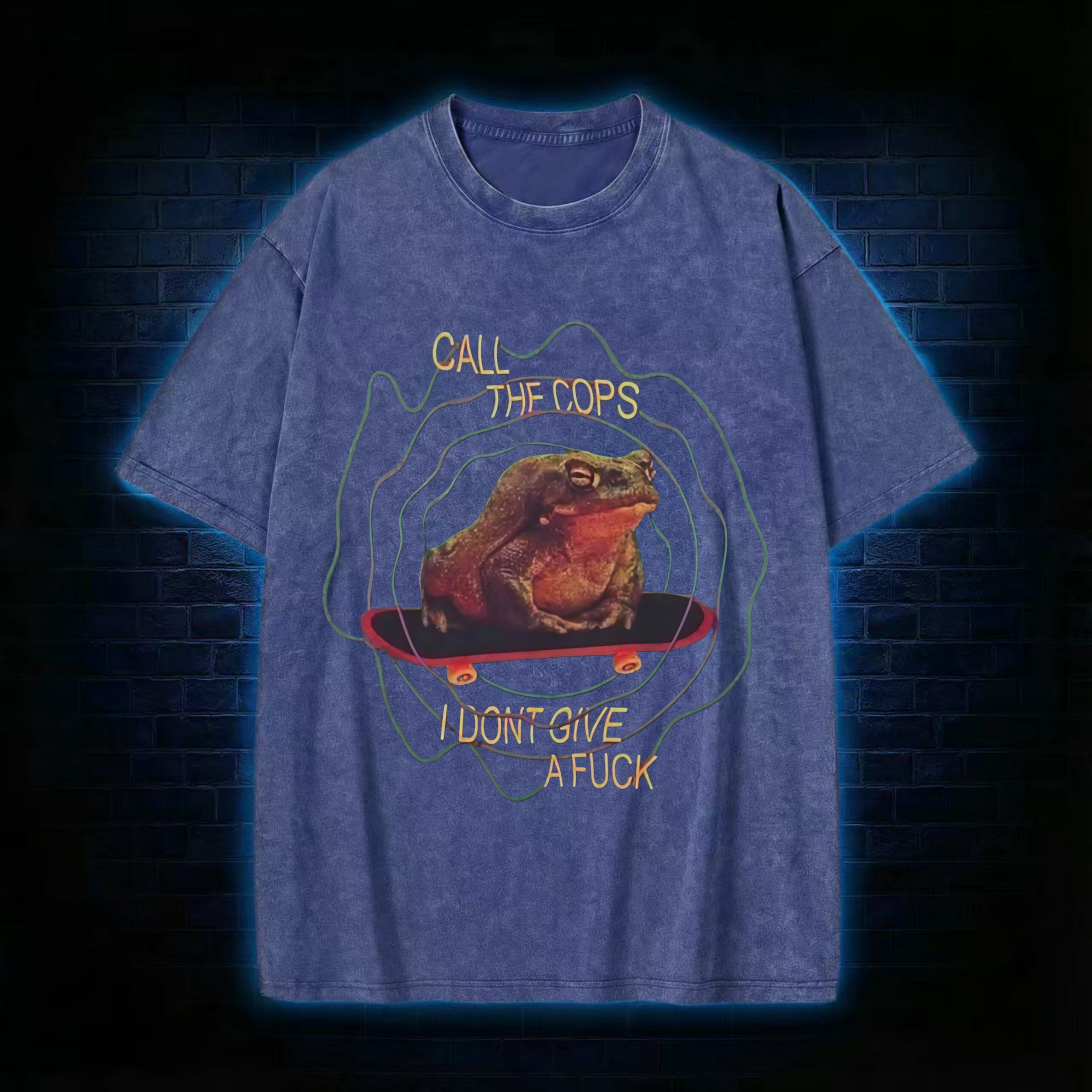 Retro Frog Meme Washed T-shirt