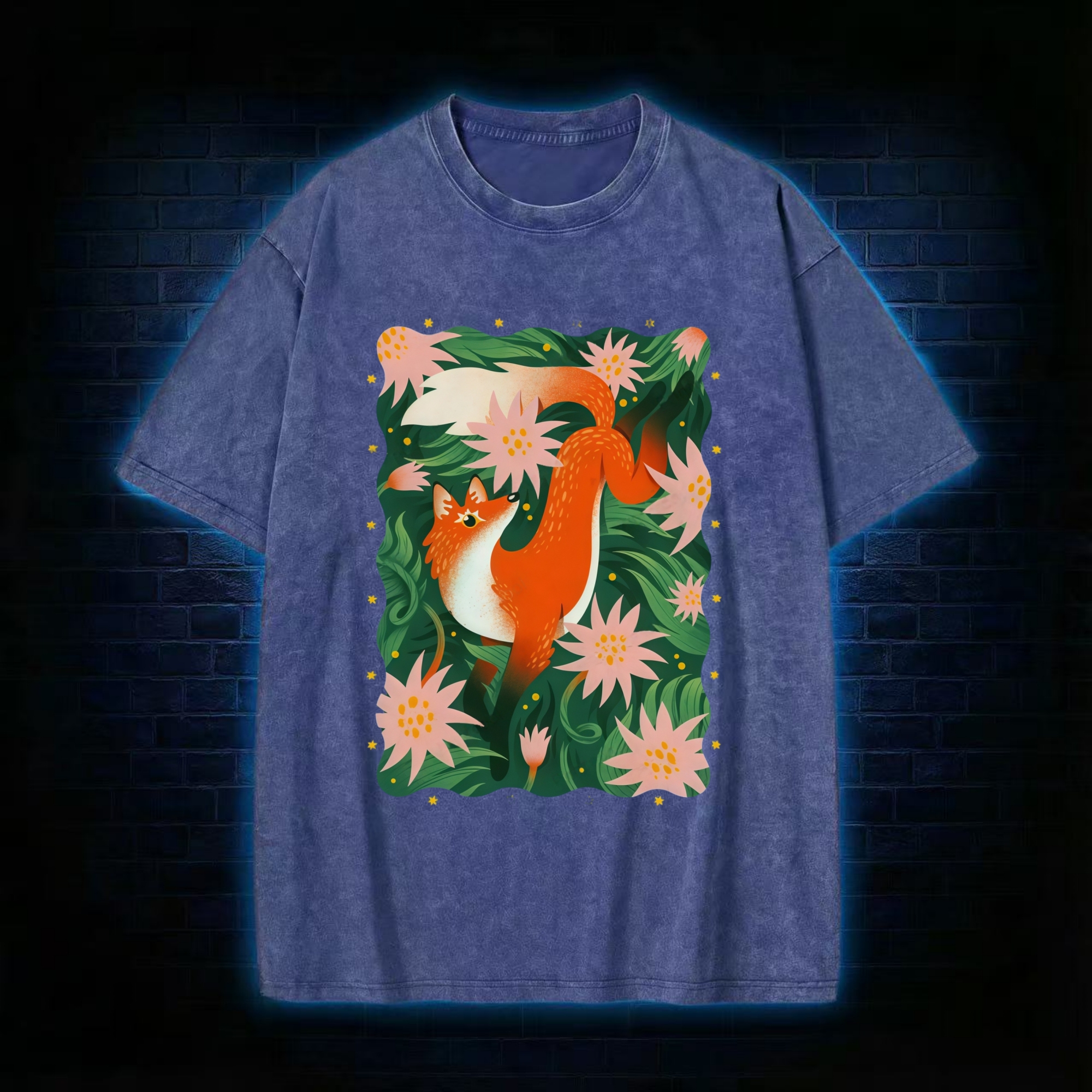 Red Fox In The Jungle Washed T-shirt