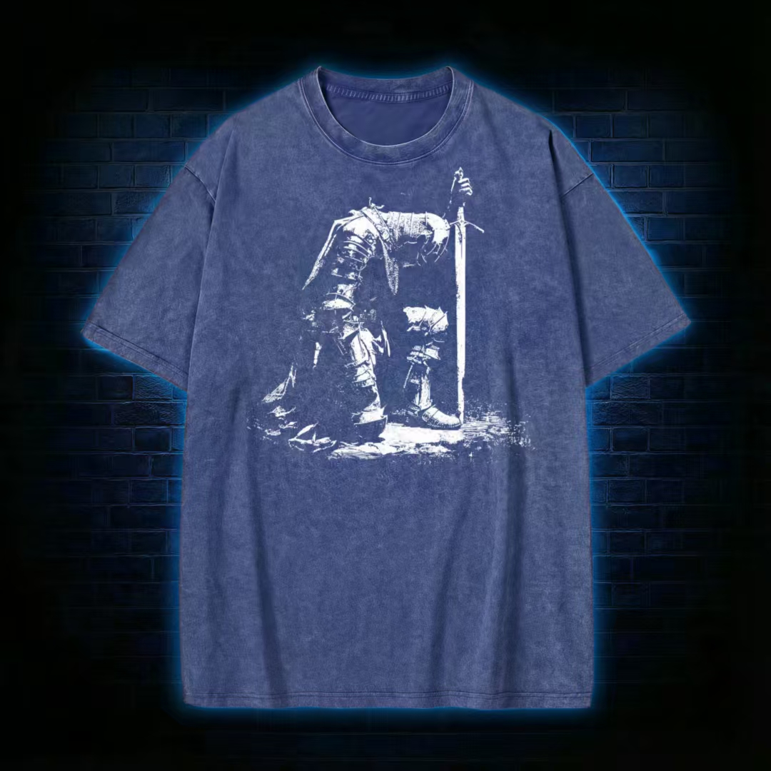 Dark Fantasy Knight Washed T-shirt